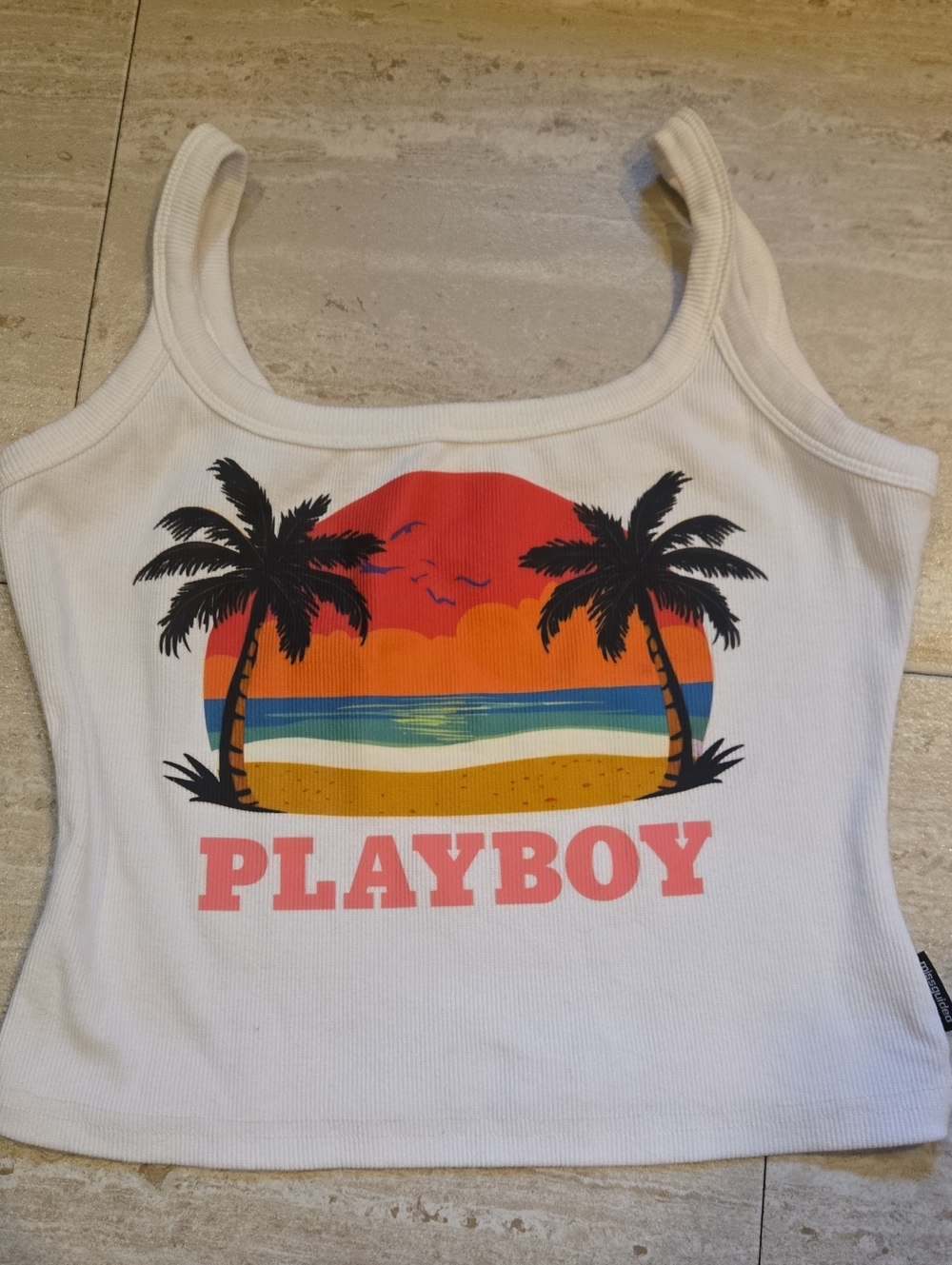 PLAYBOY X Missguided Tropical Beach Print Tank Top